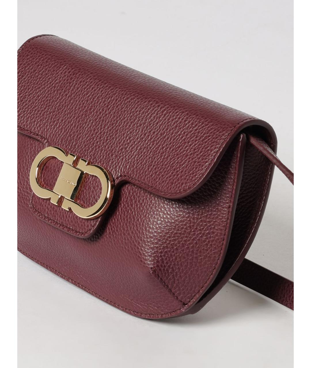 FERRAGAMO Бордовая кожаная сумка через плечо, фото 4