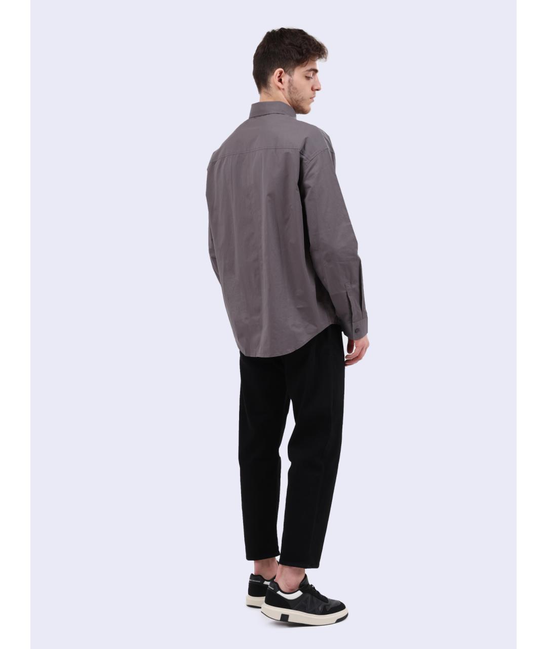 ARMANI EXCHANGE Серая хлопковая кэжуал рубашка, фото 4