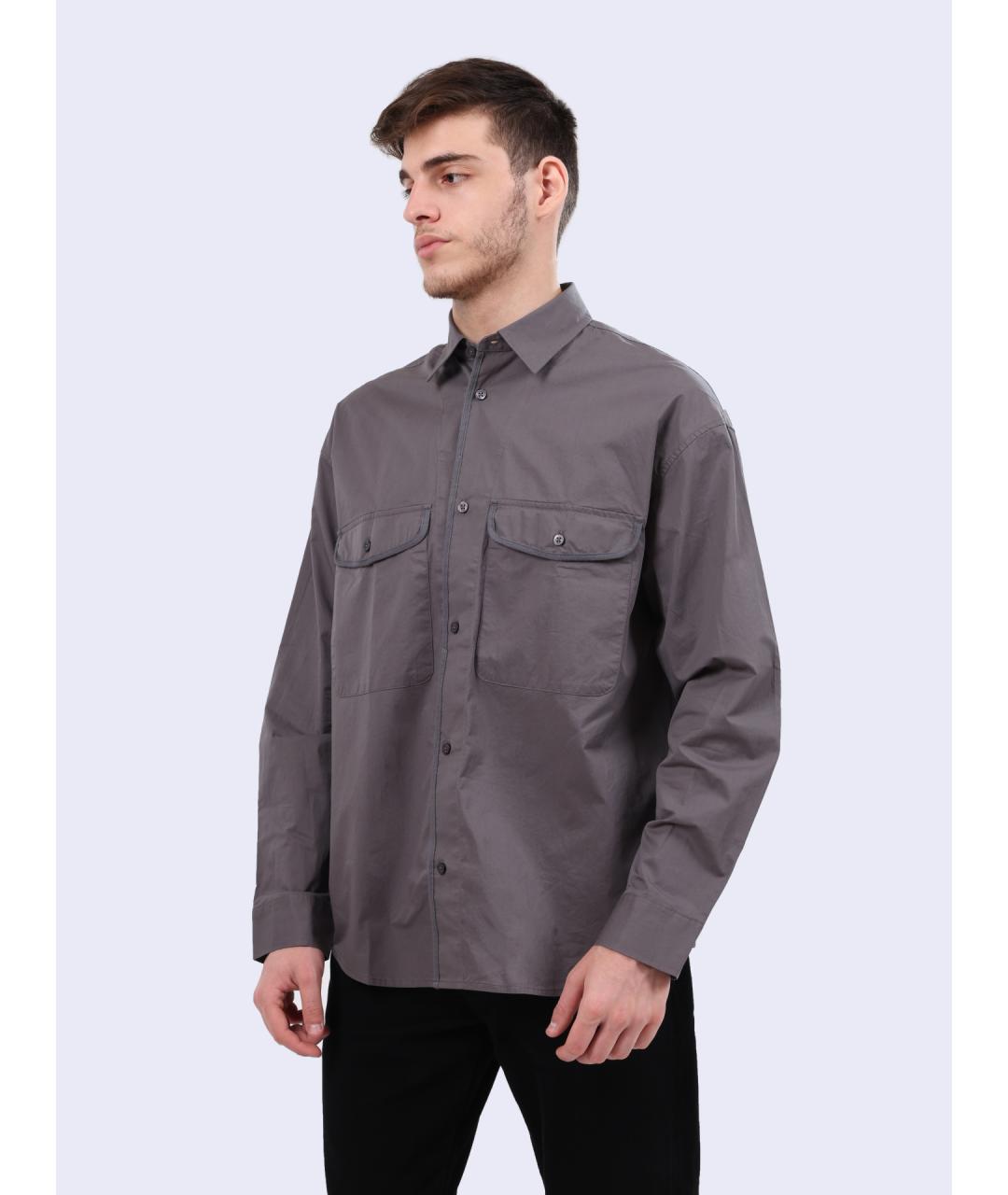 ARMANI EXCHANGE Серая хлопковая кэжуал рубашка, фото 3