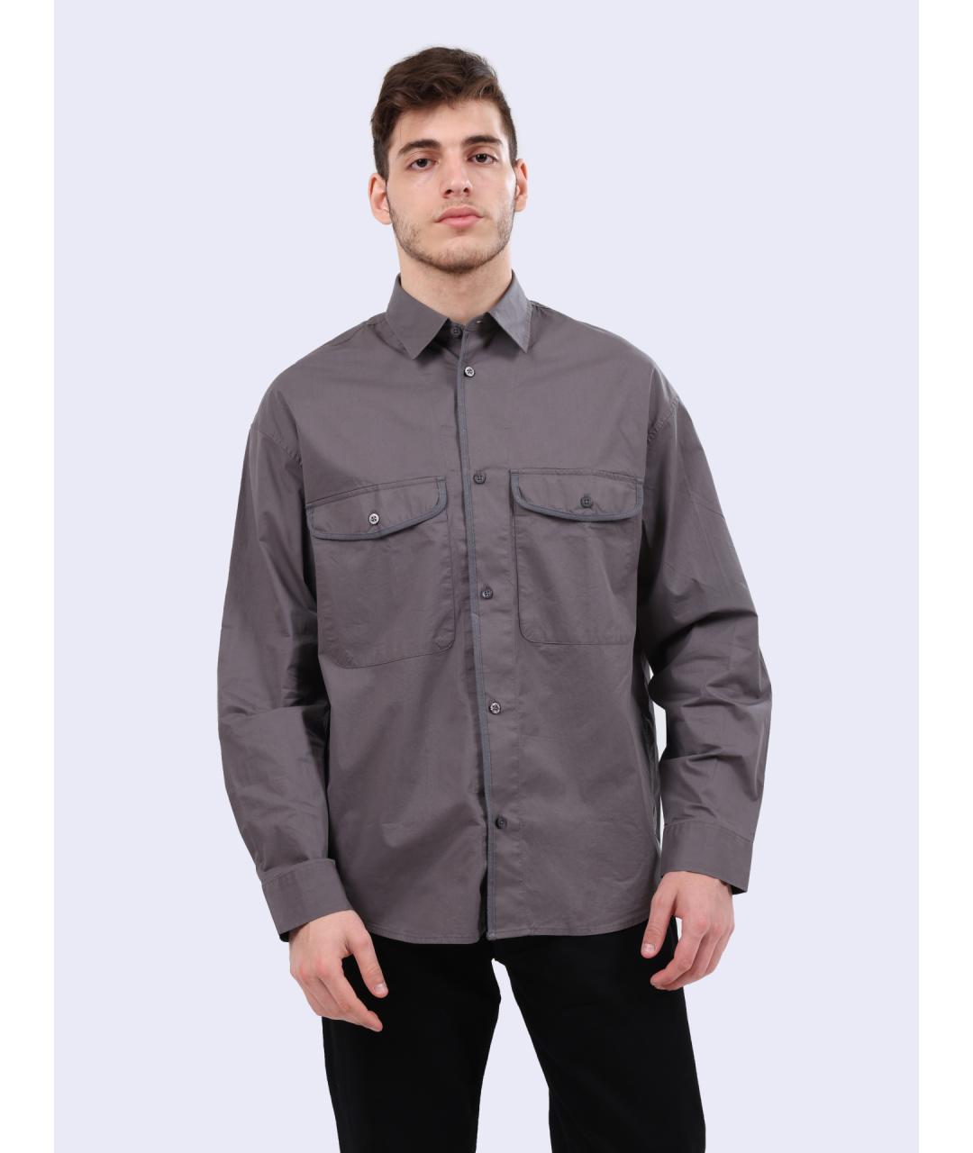 ARMANI EXCHANGE Серая хлопковая кэжуал рубашка, фото 2