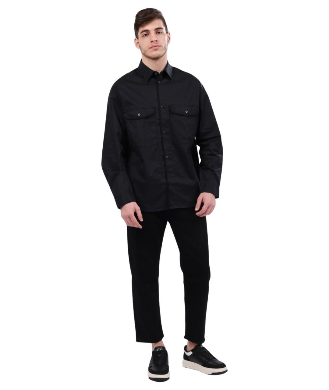 ARMANI EXCHANGE Черная хлопковая кэжуал рубашка, фото 1