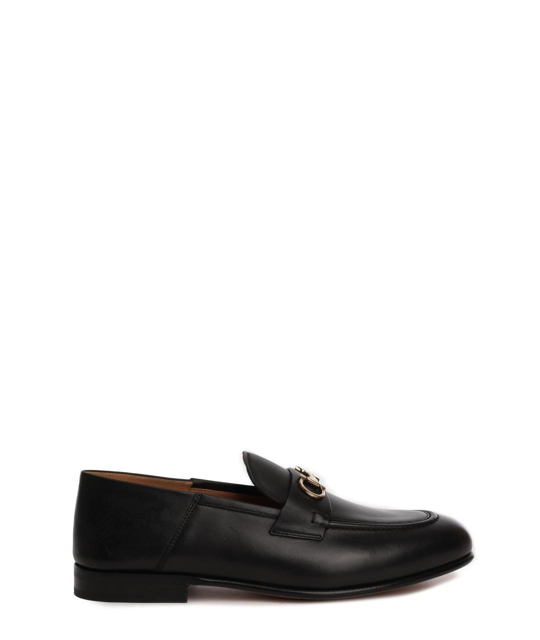 FERRAGAMO Черные кожаные лоферы, фото 1