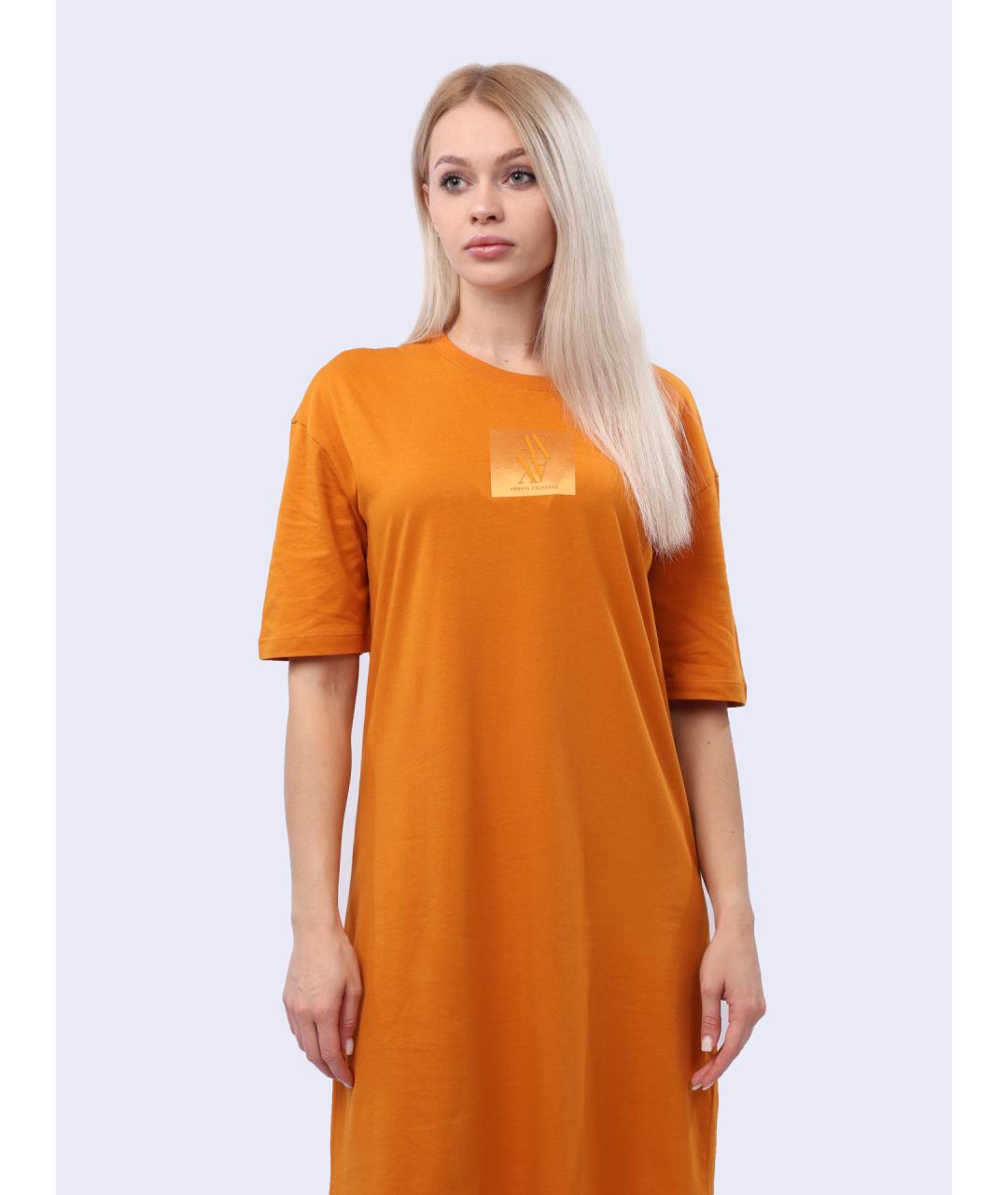 ARMANI EXCHANGE Оранжевое хлопковое повседневное платье, фото 2