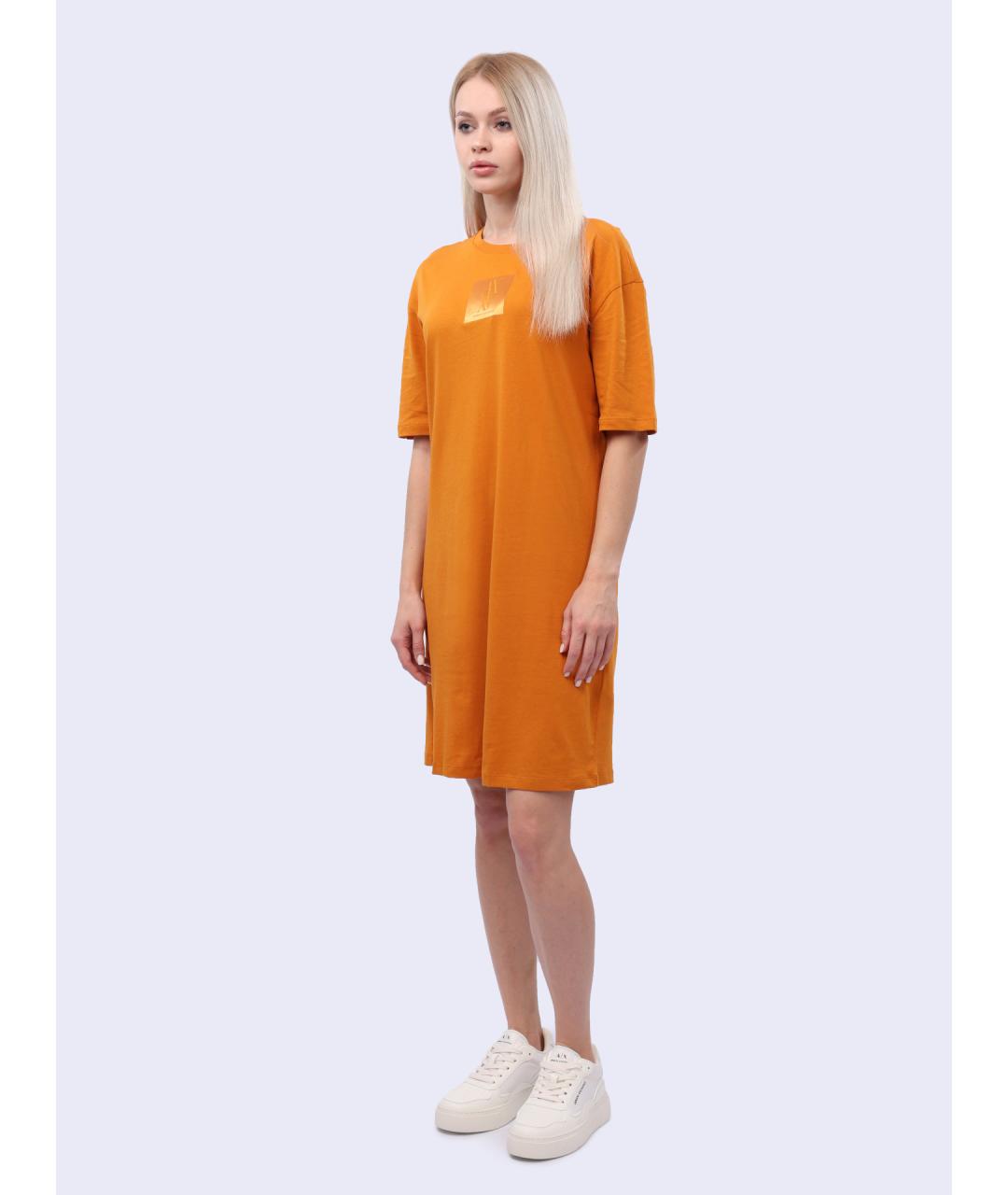 ARMANI EXCHANGE Оранжевое хлопковое повседневное платье, фото 3