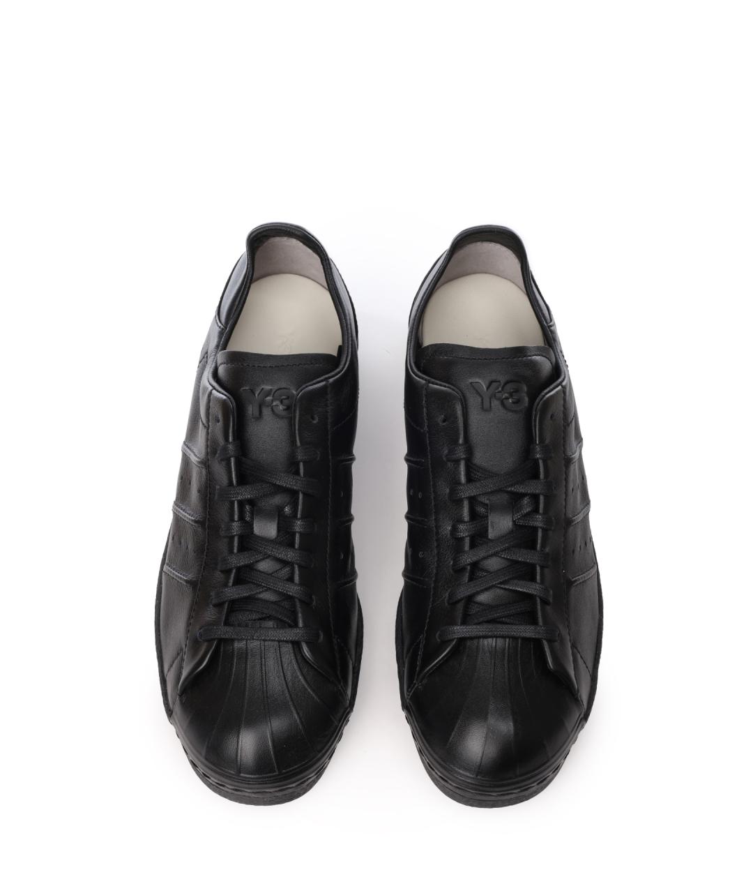 Y-3 Черные кожаные низкие кроссовки / кеды, фото 5