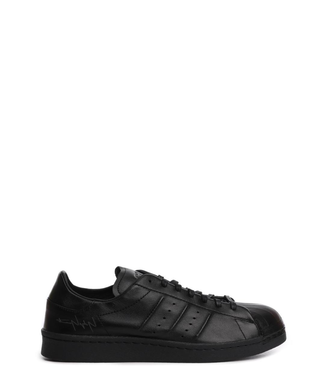 Y-3 Черные кожаные низкие кроссовки / кеды, фото 1