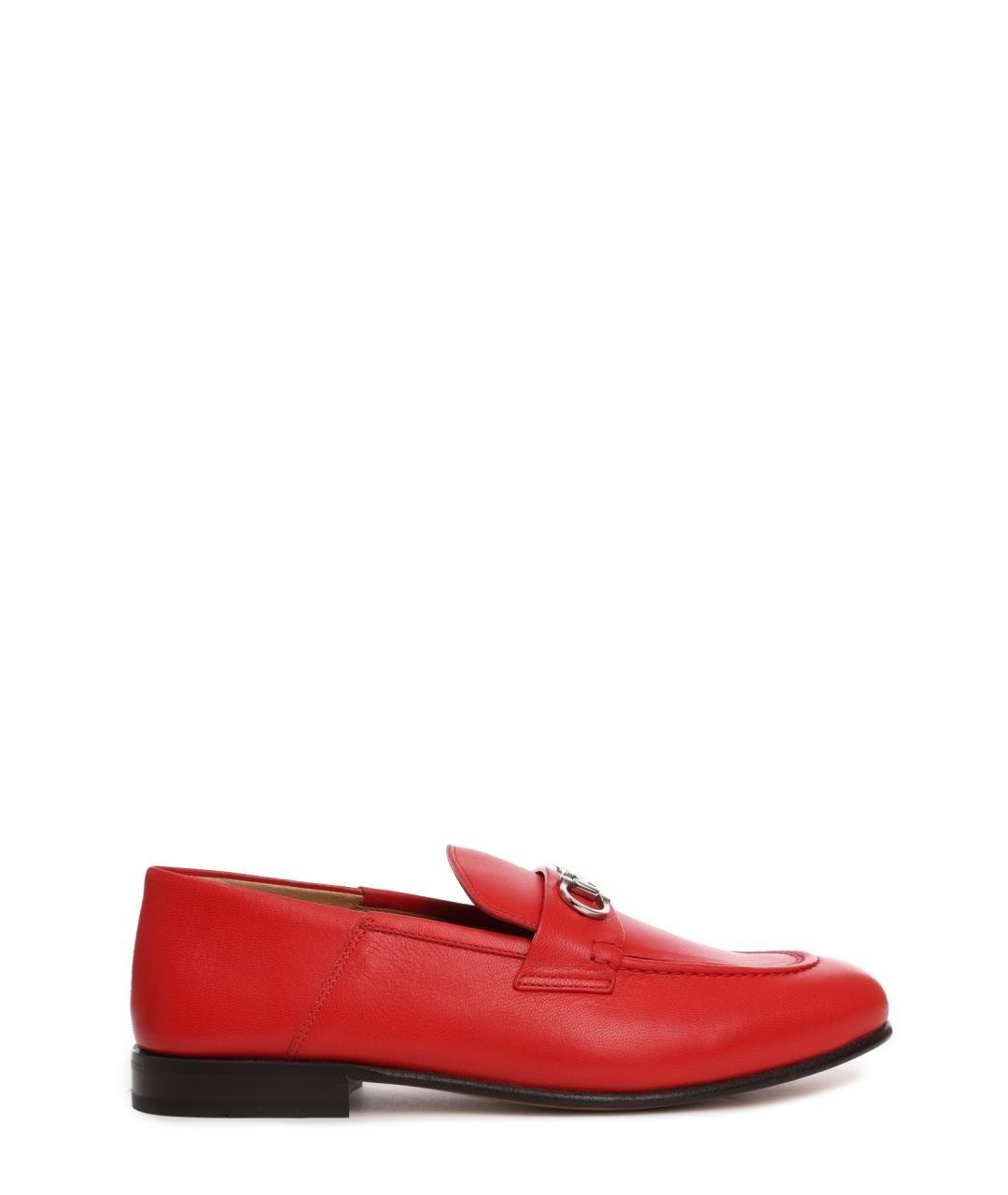 FERRAGAMO Красные кожаные лоферы, фото 1
