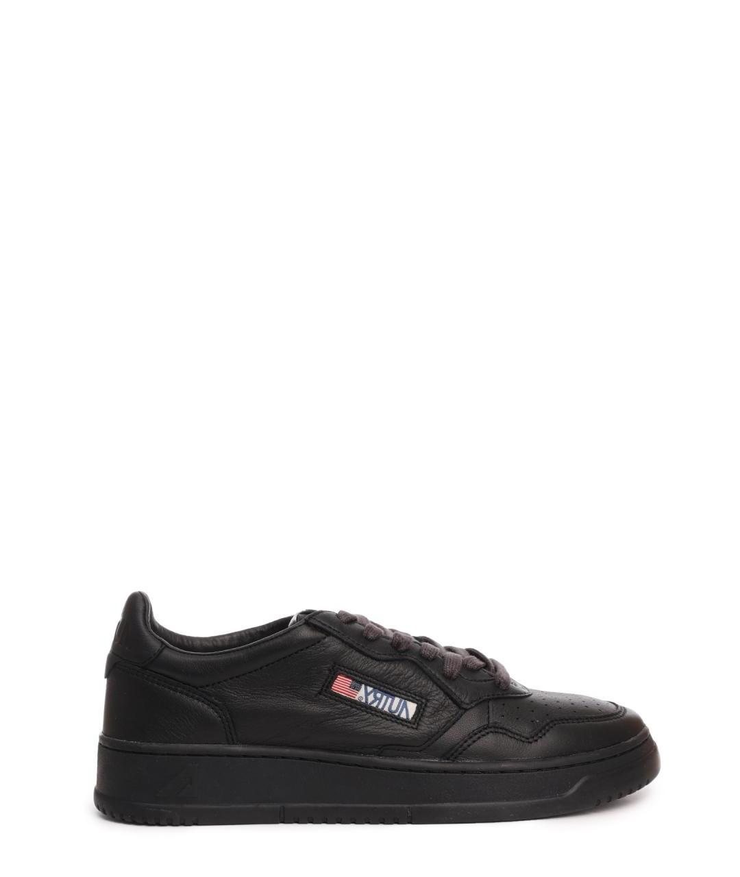 AUTRY Черные кожаные низкие кроссовки / кеды, фото 1