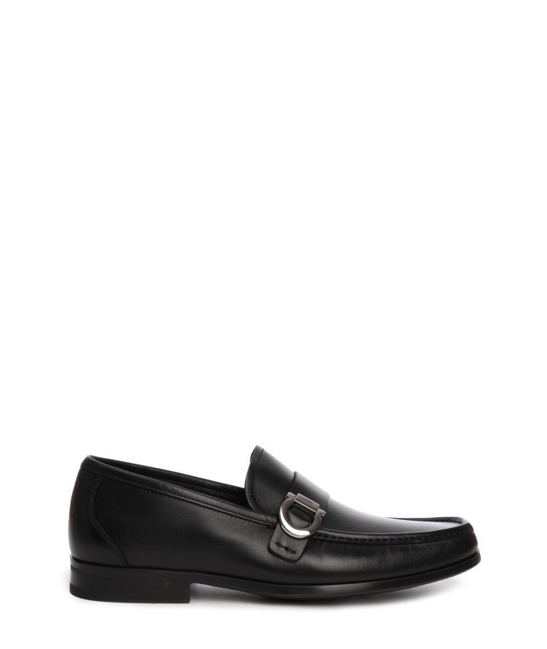 FERRAGAMO Черные кожаные лоферы, фото 1