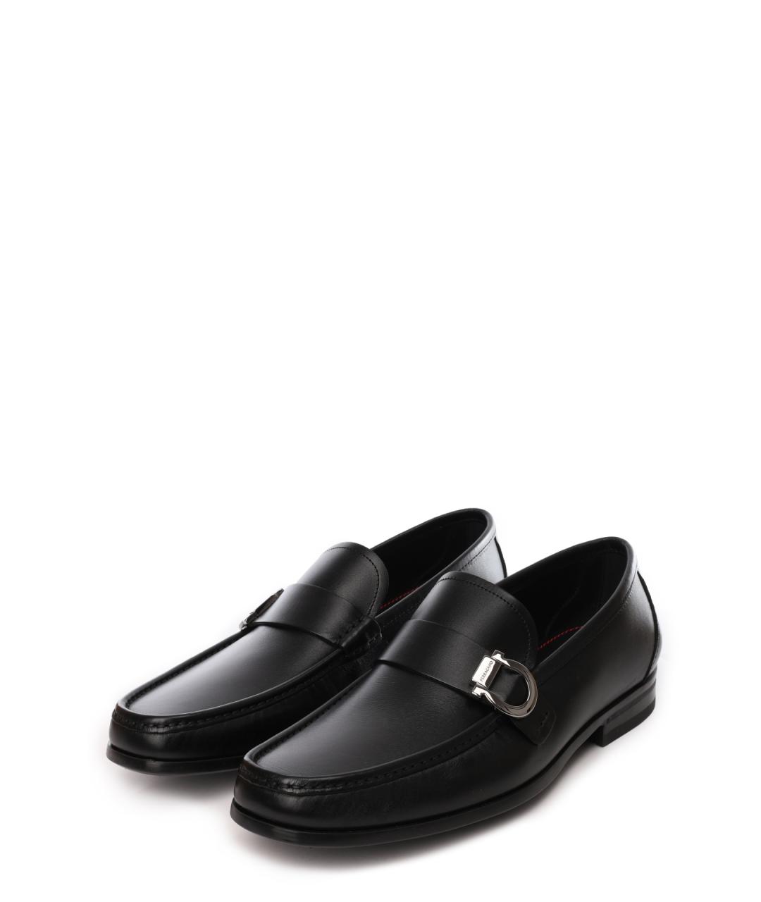 FERRAGAMO Черные кожаные лоферы, фото 2