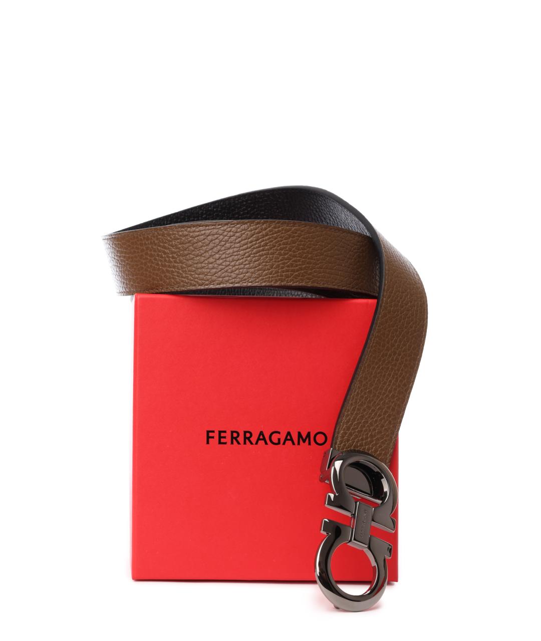 FERRAGAMO Коричневый кожаный ремень, фото 4