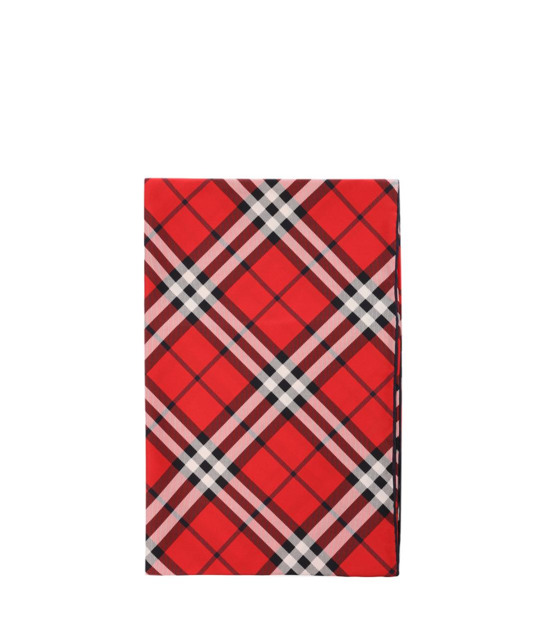 BURBERRY Красный шелковый шарф, фото 1