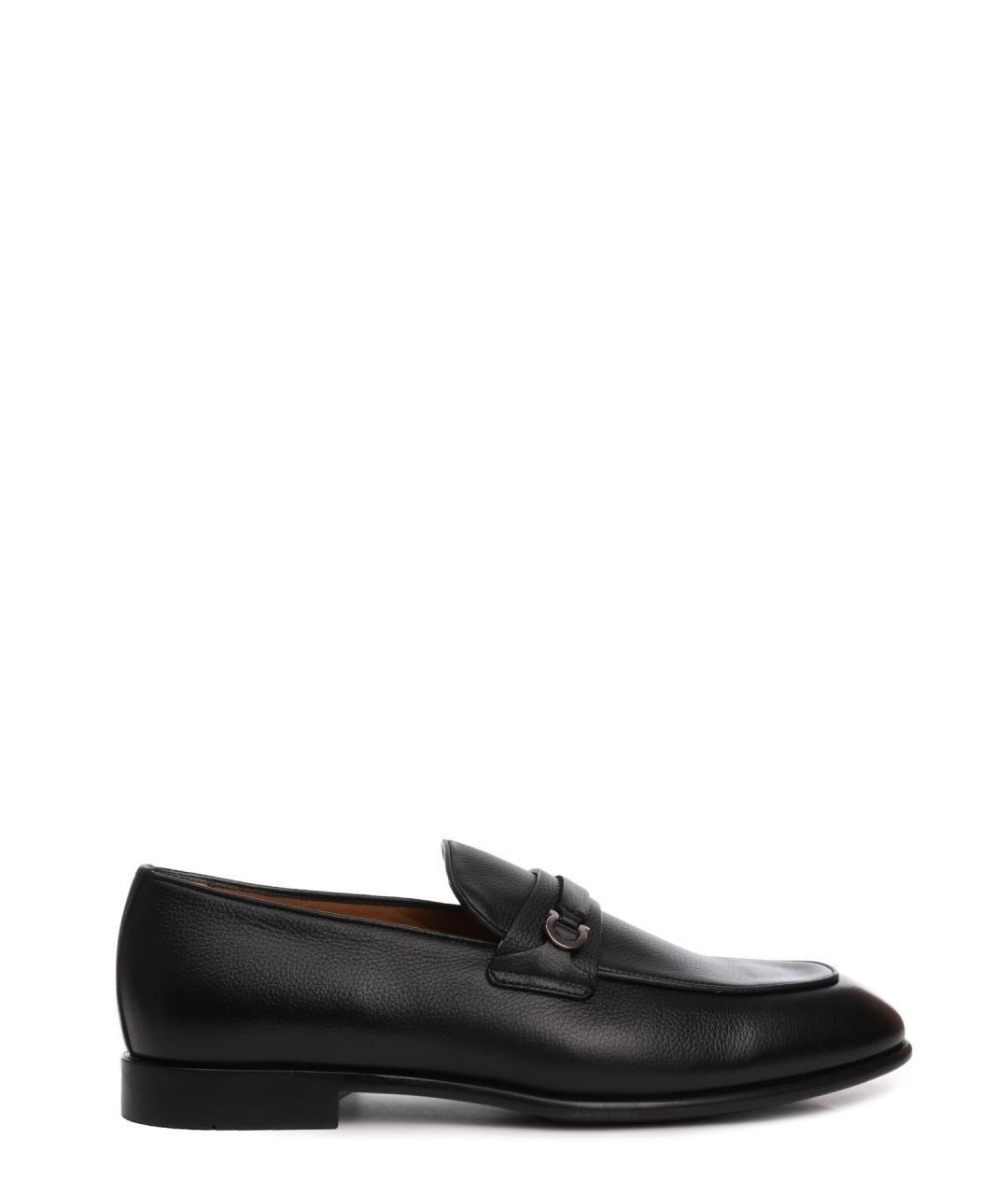 FERRAGAMO Черные кожаные лоферы, фото 1