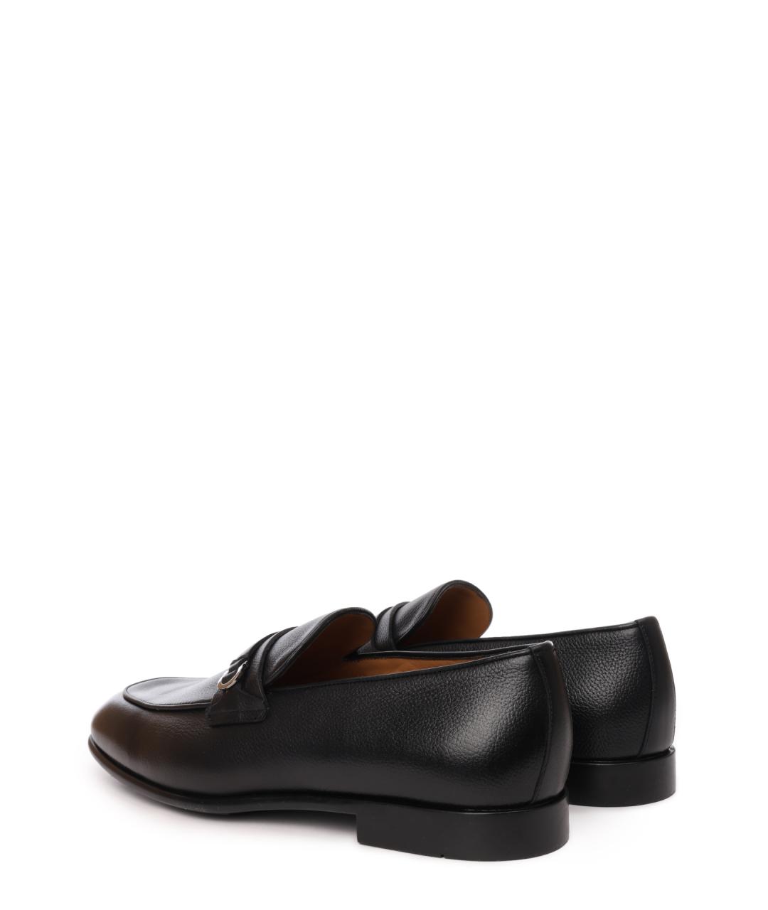 FERRAGAMO Черные кожаные лоферы, фото 3