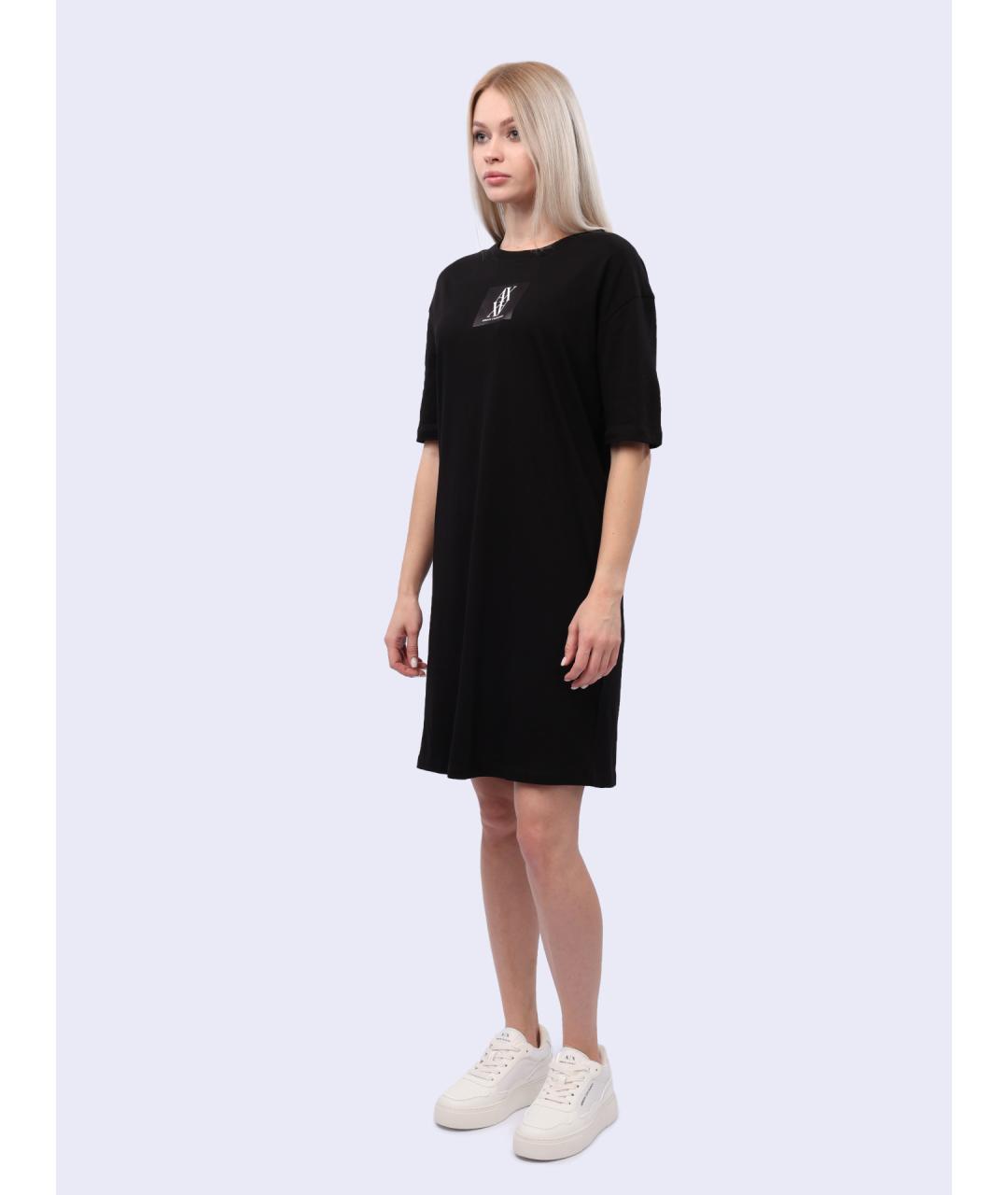 ARMANI EXCHANGE Черное хлопковое повседневное платье, фото 3