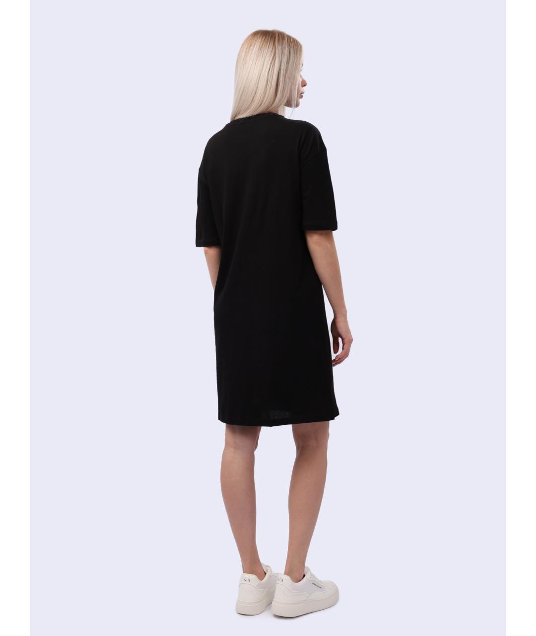 ARMANI EXCHANGE Черное хлопковое повседневное платье, фото 4