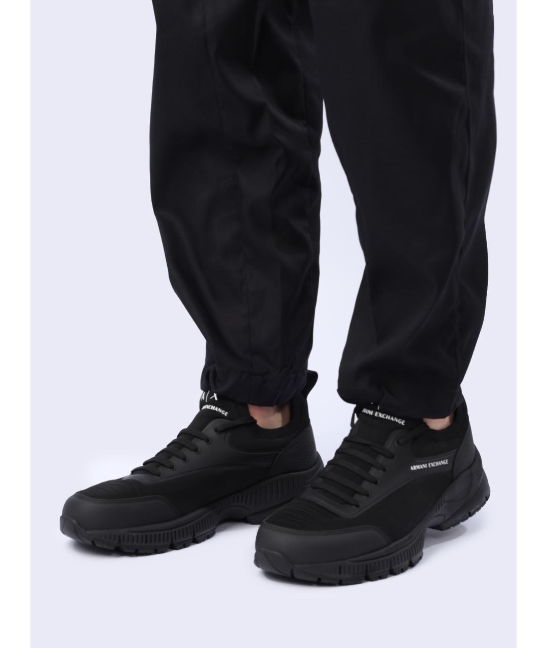 ARMANI EXCHANGE Черные текстильные низкие кроссовки / кеды, фото 7