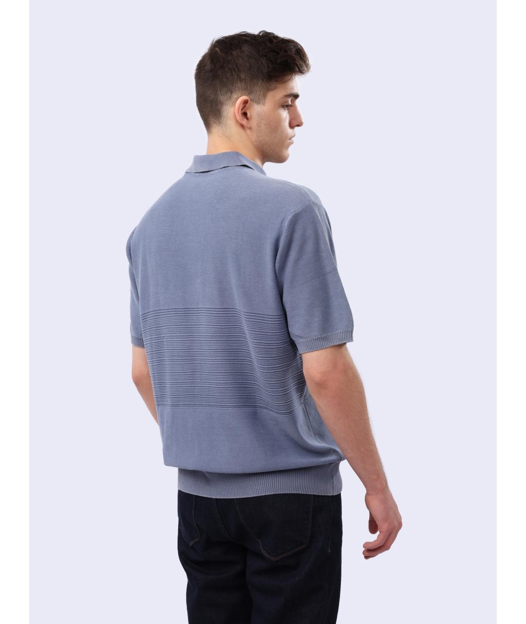 ARMANI EXCHANGE Голубое хлопковое поло с коротким рукавом, фото 4