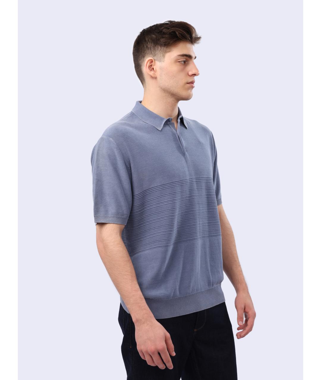ARMANI EXCHANGE Голубое хлопковое поло с коротким рукавом, фото 3