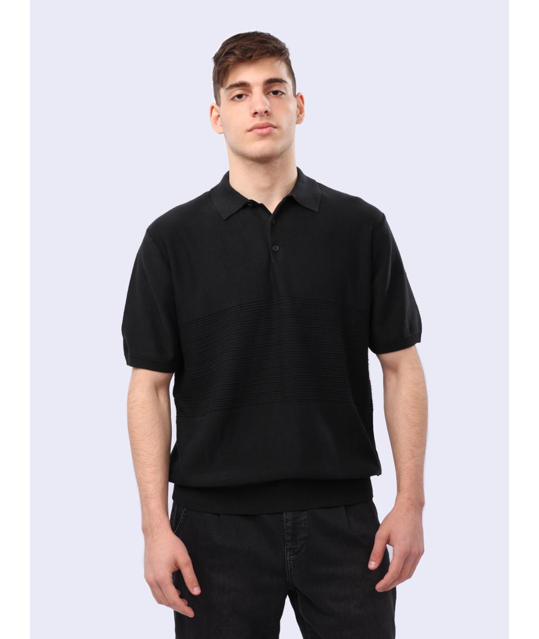 ARMANI EXCHANGE Черное хлопковое поло с коротким рукавом, фото 2