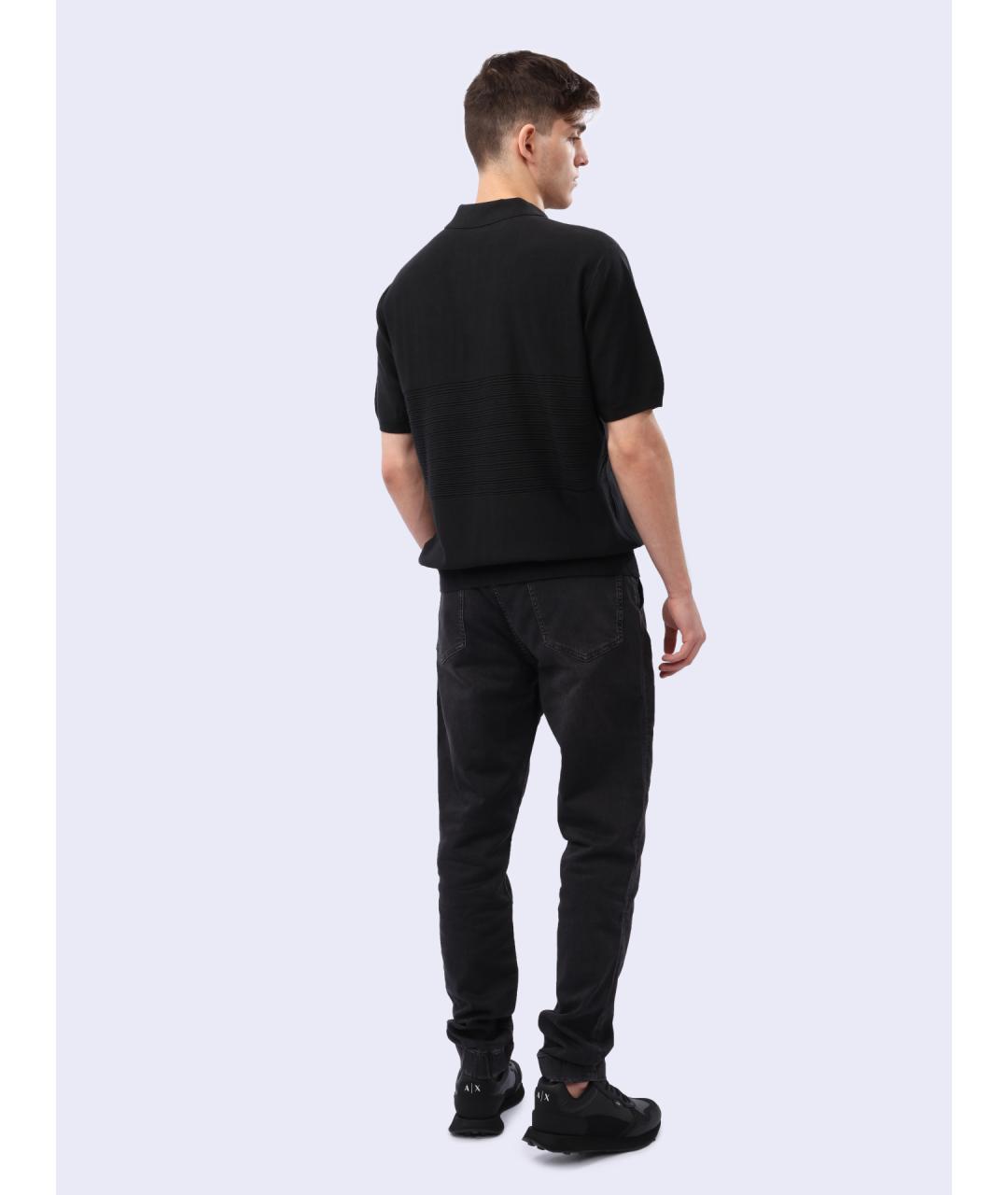 ARMANI EXCHANGE Черное хлопковое поло с коротким рукавом, фото 4