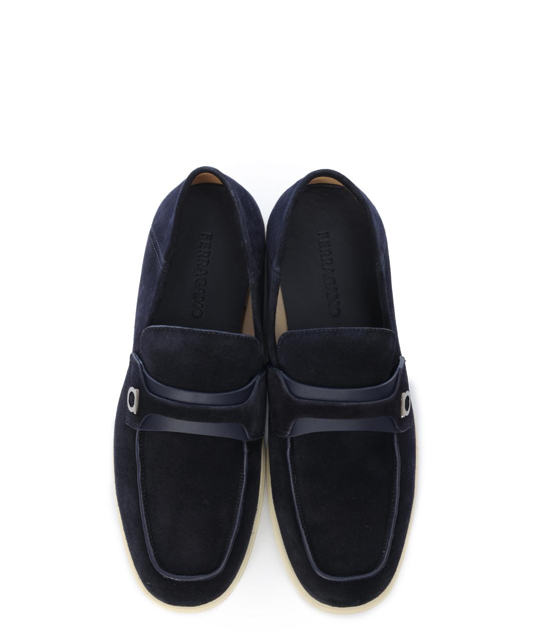 FERRAGAMO Темно-синие замшевые лоферы, фото 4
