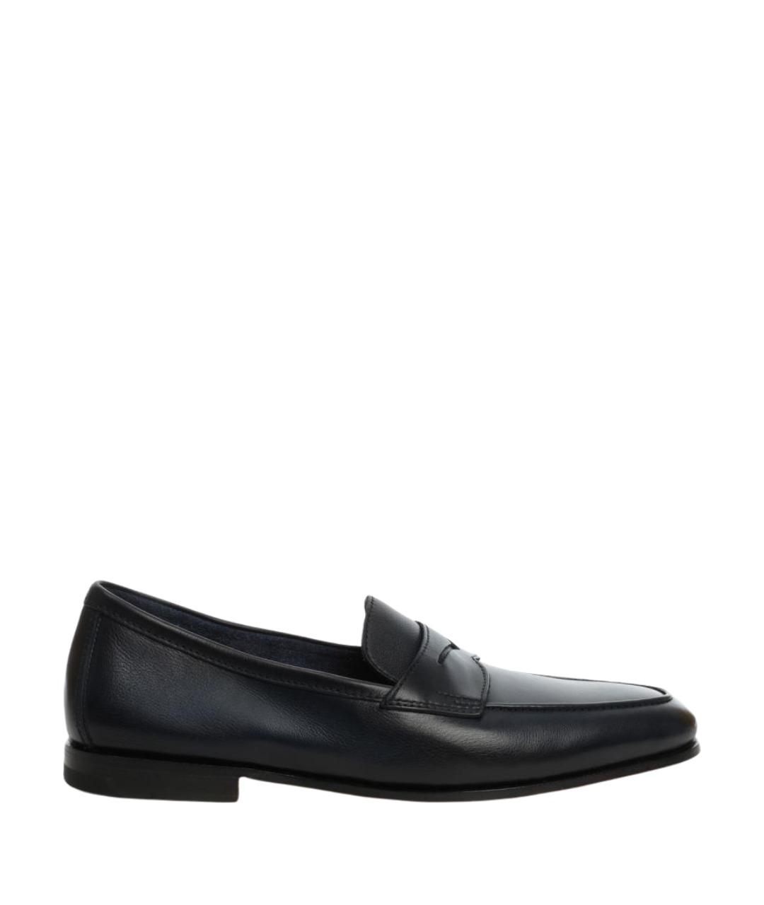 SANTONI Темно-синие кожаные лоферы, фото 1