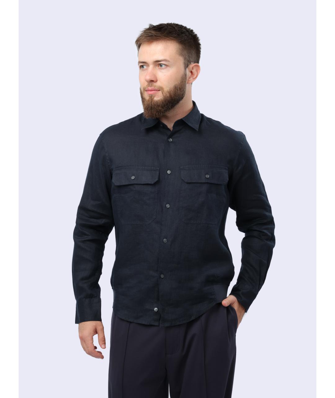 EMPORIO ARMANI Темно-синяя кэжуал рубашка, фото 2