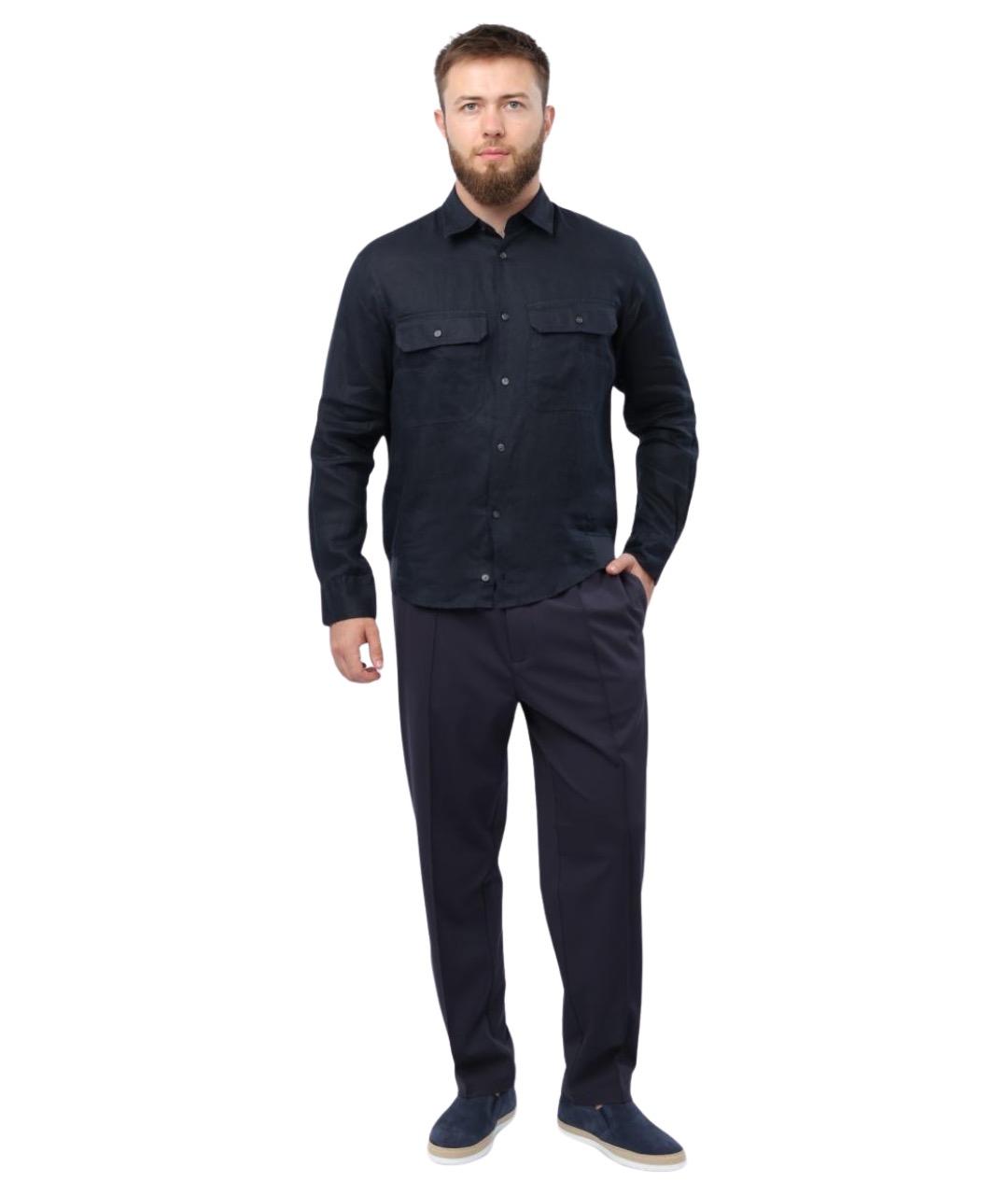 EMPORIO ARMANI Темно-синяя кэжуал рубашка, фото 1