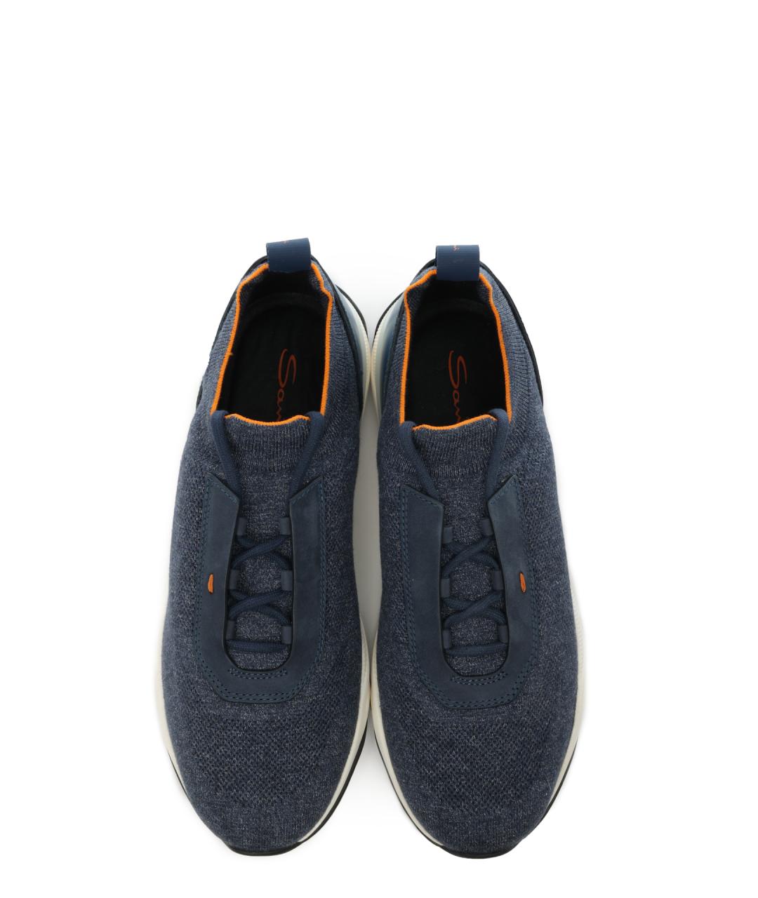 SANTONI Синие текстильные низкие кроссовки / кеды, фото 4