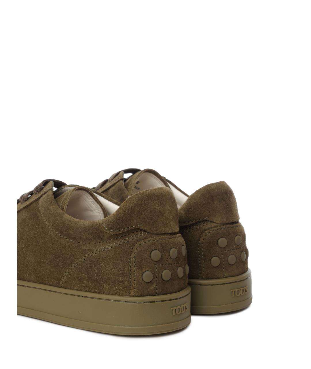 TOD'S Хаки замшевые низкие кроссовки / кеды, фото 6