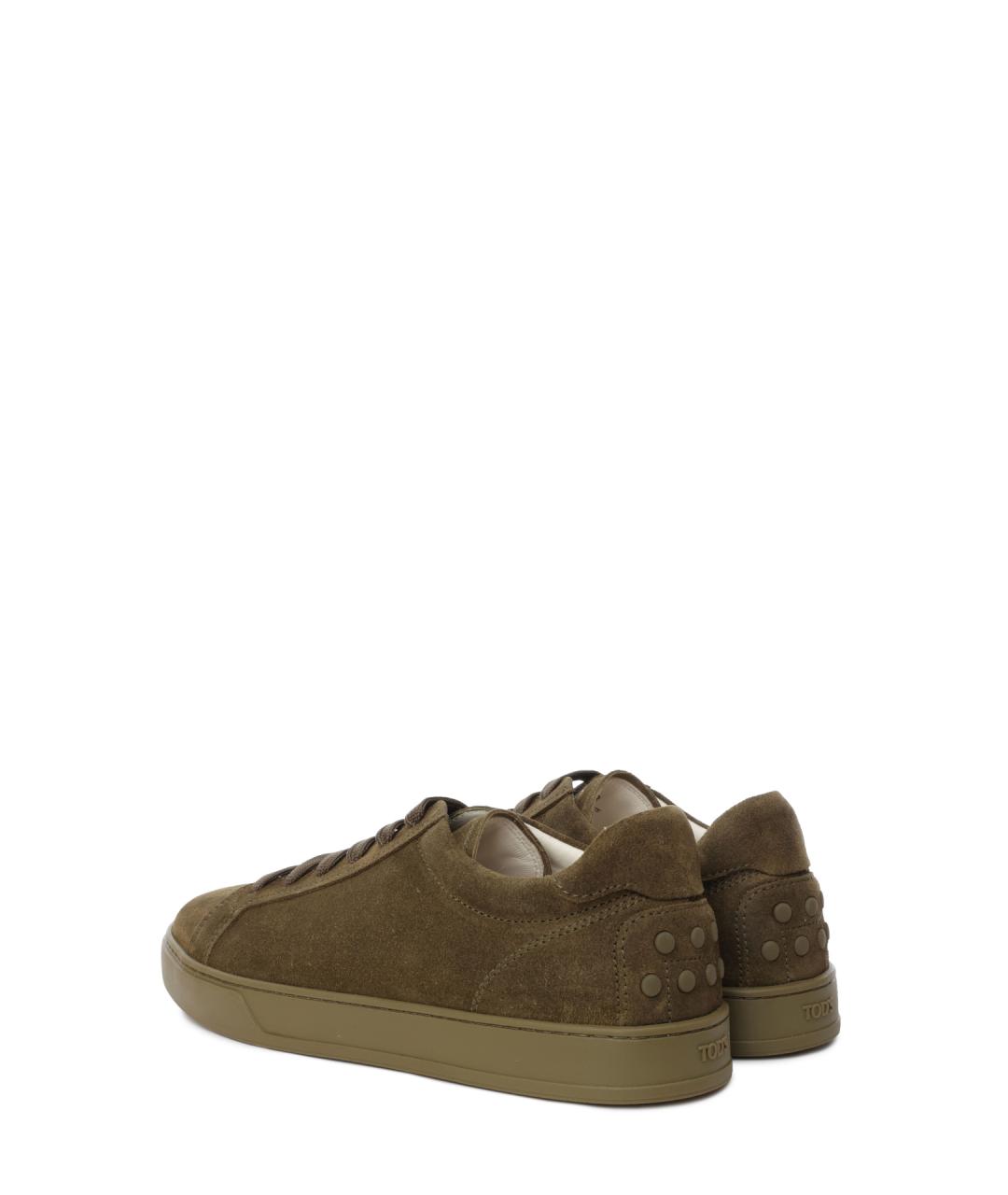 TOD'S Хаки замшевые низкие кроссовки / кеды, фото 3