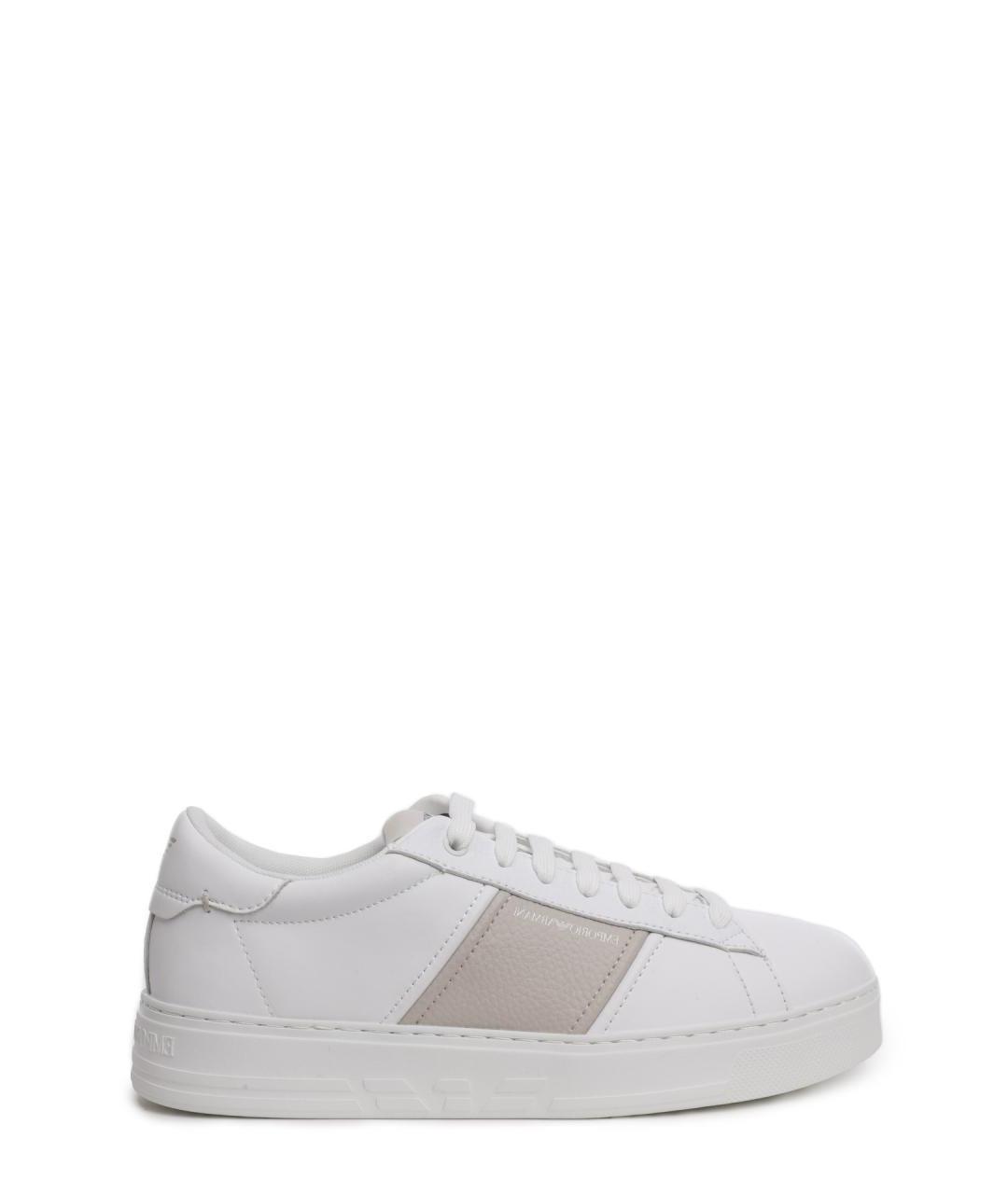 EMPORIO ARMANI Белые кожаные низкие кроссовки / кеды, фото 1