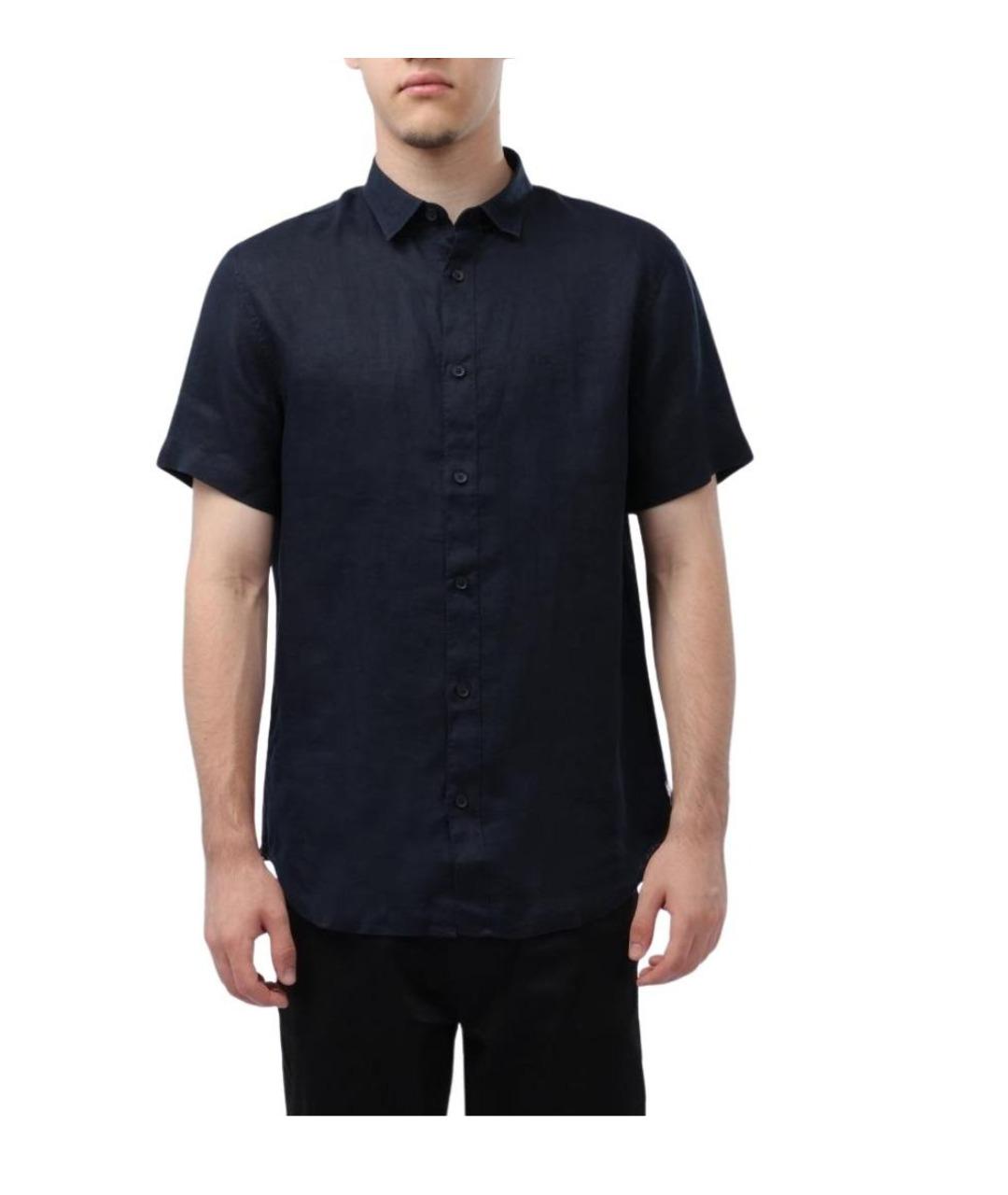 ARMANI EXCHANGE Темно-синяя льняная кэжуал рубашка, фото 1