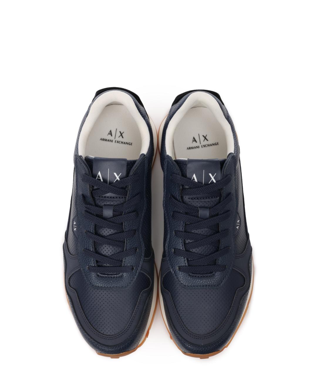 ARMANI EXCHANGE Темно-синие низкие кроссовки / кеды из искусственной кожи, фото 5