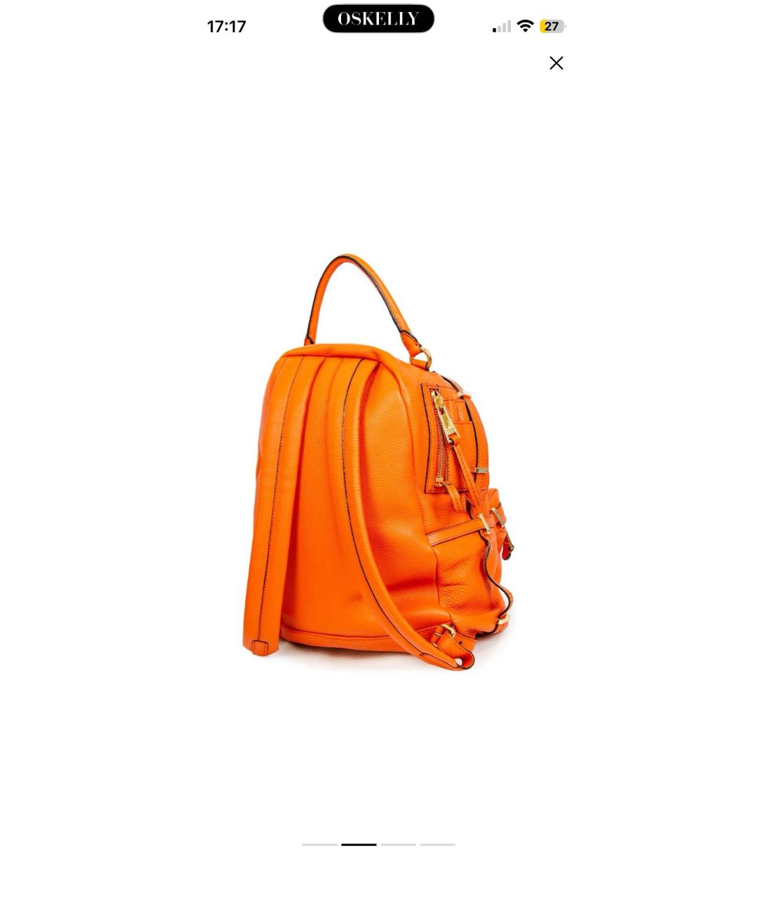 MOSCHINO Оранжевый кожаный рюкзак, фото 3