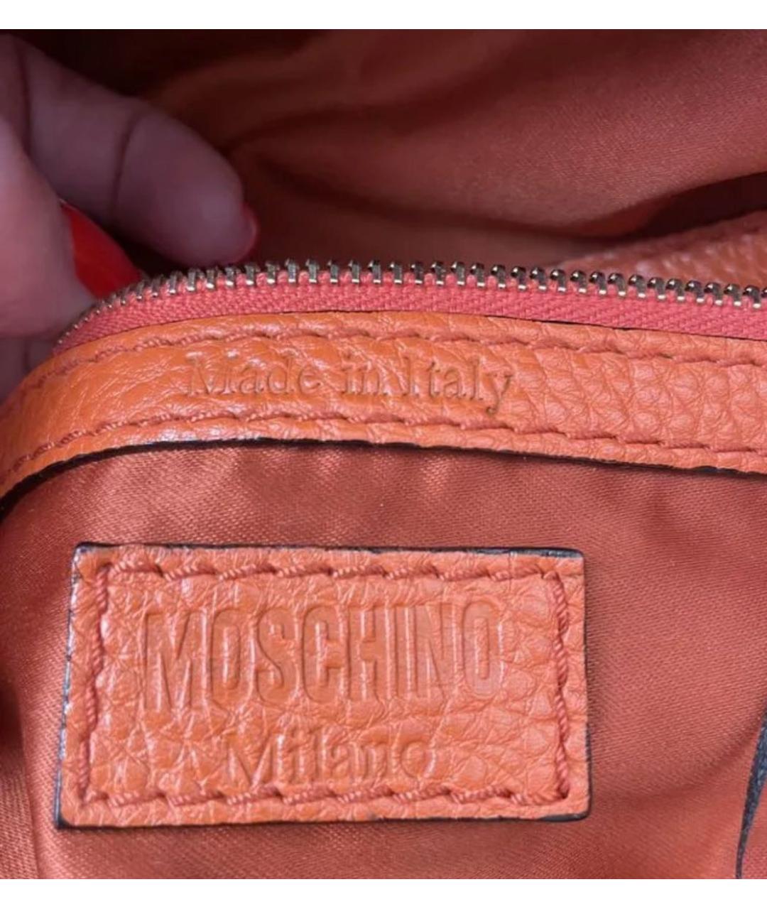 MOSCHINO Оранжевый кожаный рюкзак, фото 6