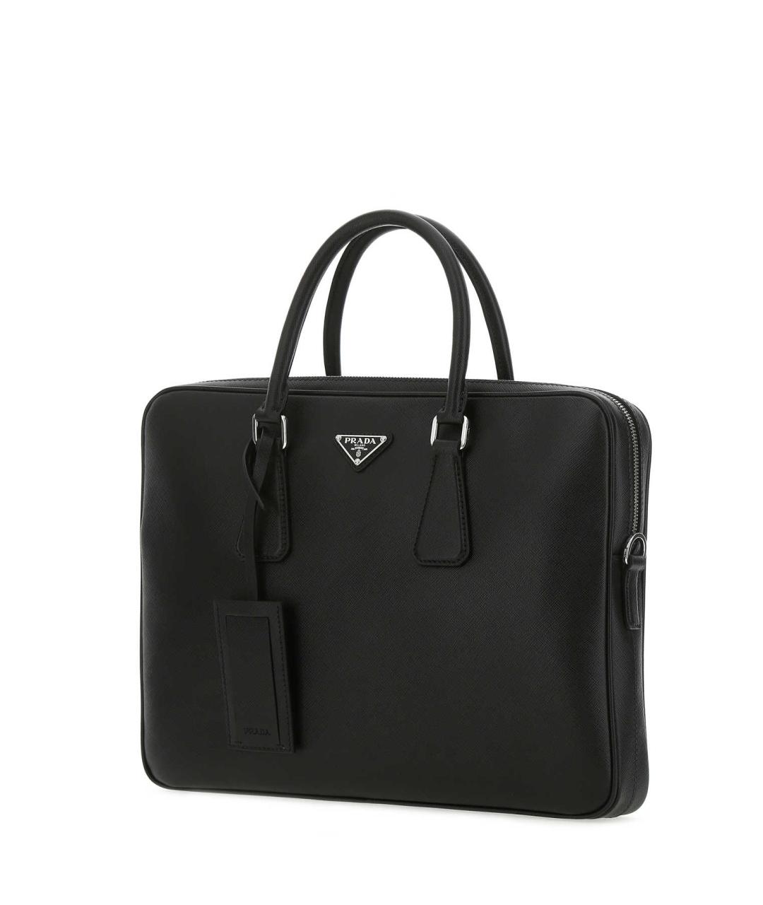 PRADA Черный кожаный портфель, фото 2