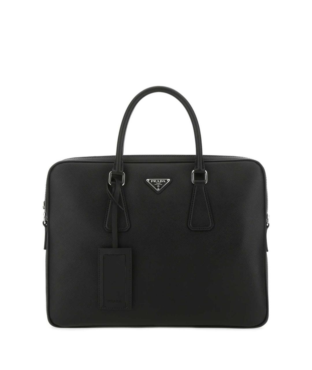 PRADA Черный кожаный портфель, фото 1