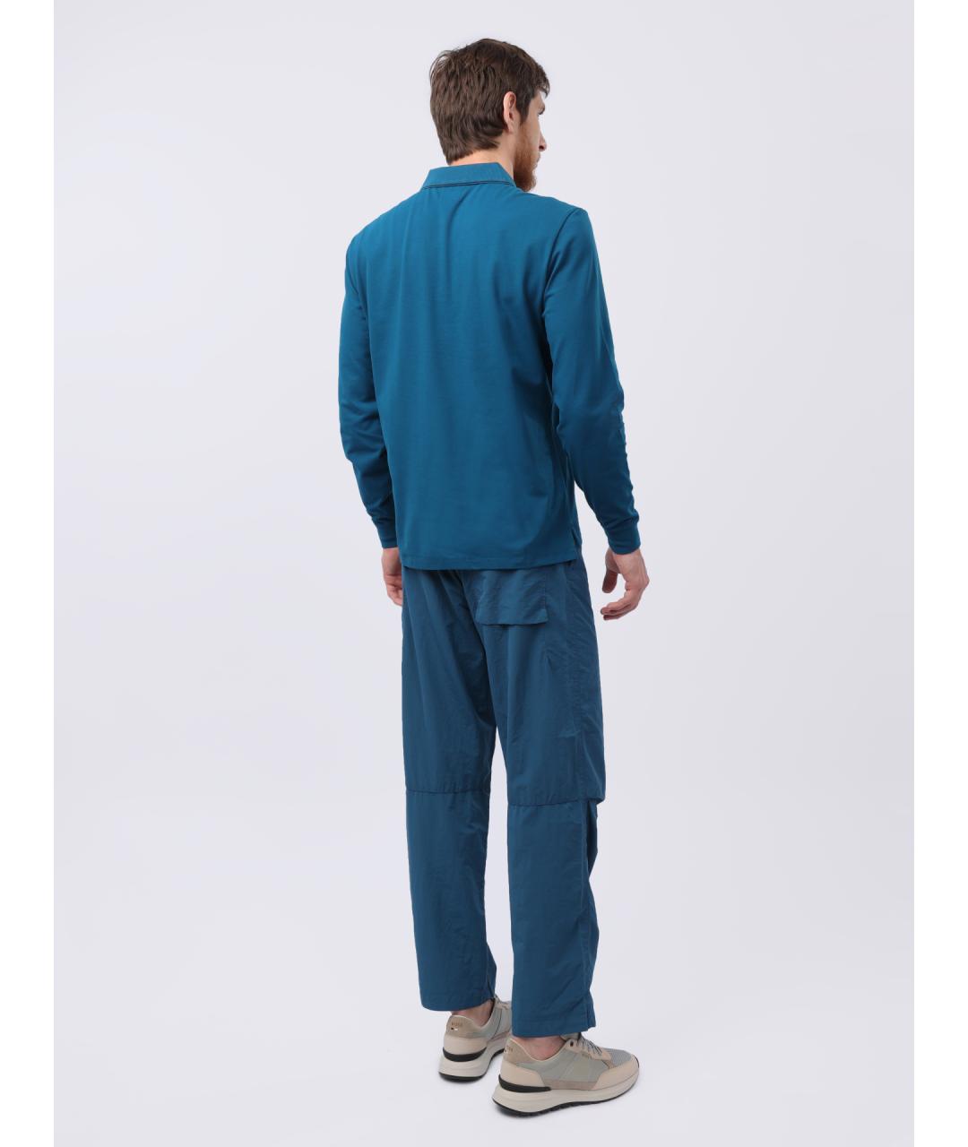 CP COMPANY Синее хлопковое поло с длинным рукавом, фото 6