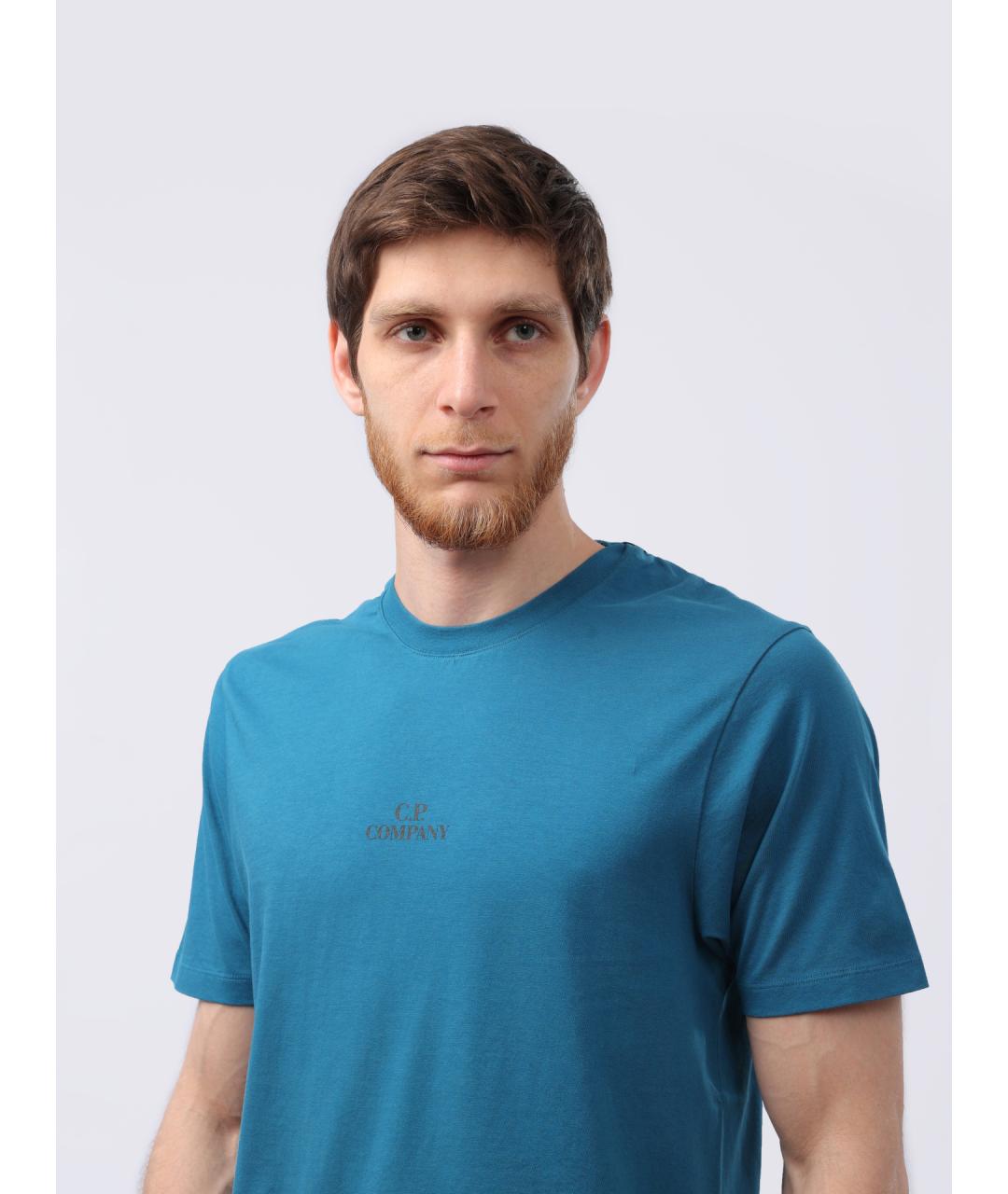 CP COMPANY Голубая хлопковая футболка, фото 4