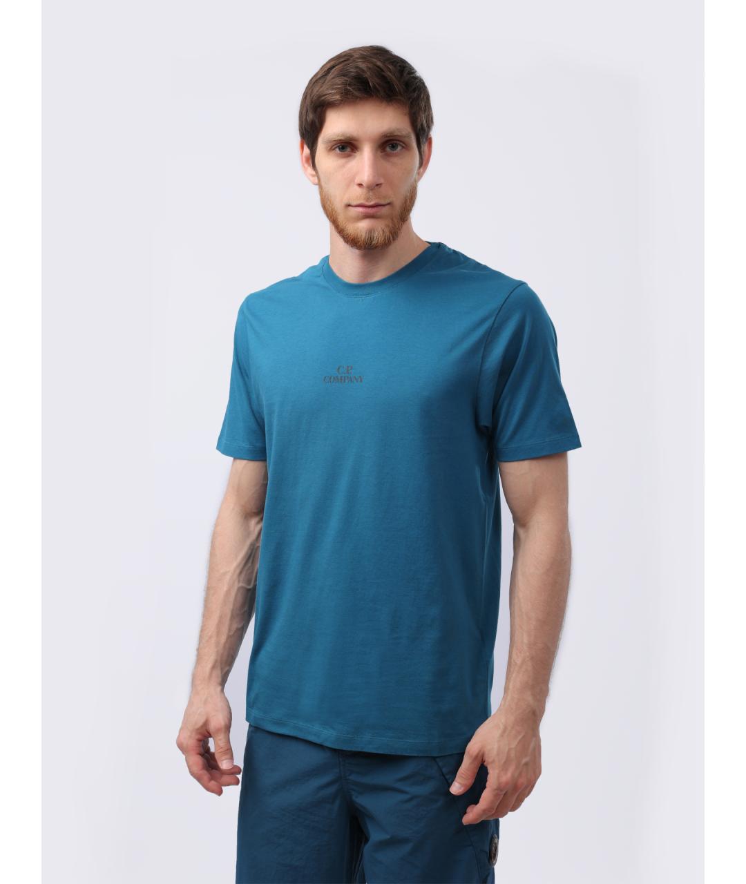 CP COMPANY Голубая хлопковая футболка, фото 3