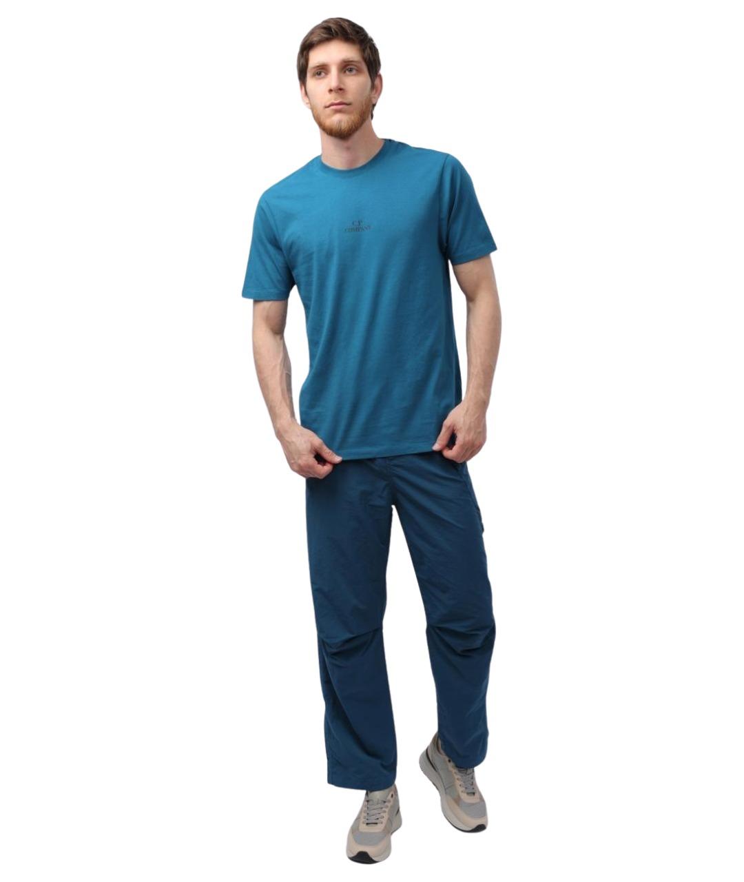 CP COMPANY Голубая хлопковая футболка, фото 1