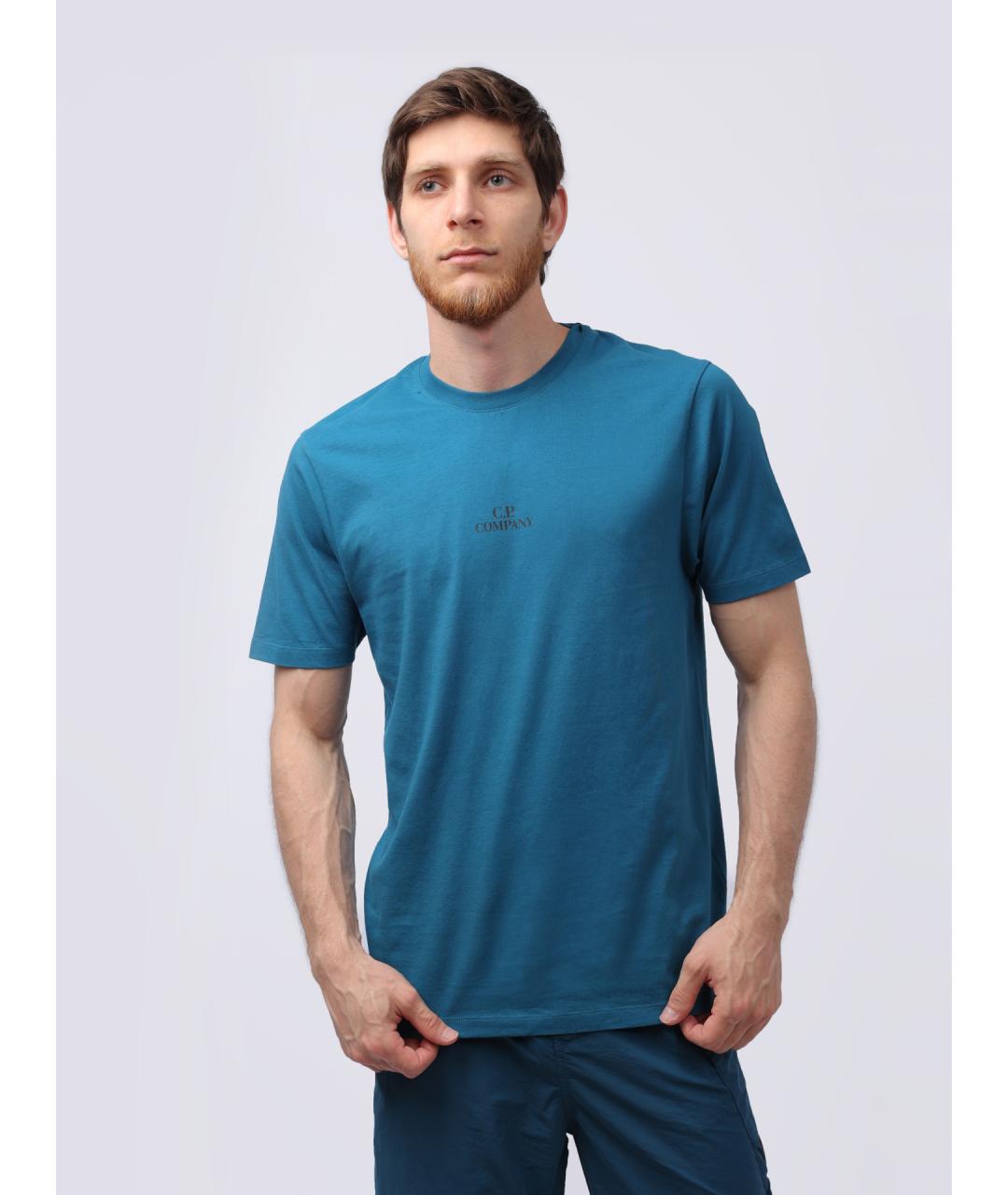 CP COMPANY Голубая хлопковая футболка, фото 2