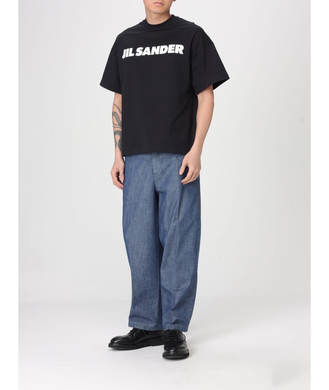 JIL SANDER Черная хлопковая футболка, фото 2