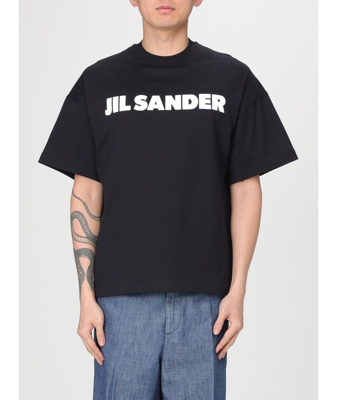 JIL SANDER Черная хлопковая футболка, фото 6