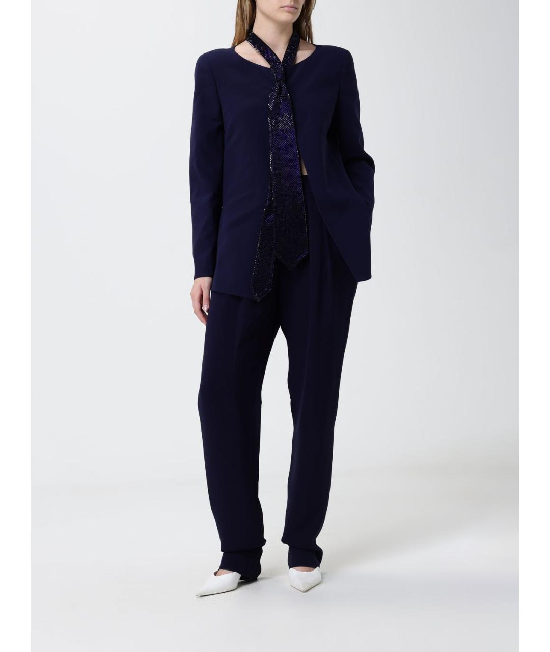 GIORGIO ARMANI Синие шелковые прямые брюки, фото 2