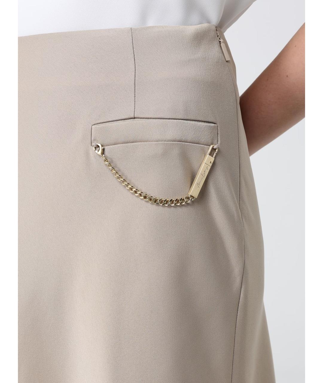 ARMANI EXCHANGE Бежевая полиэстеровая юбка миди, фото 3