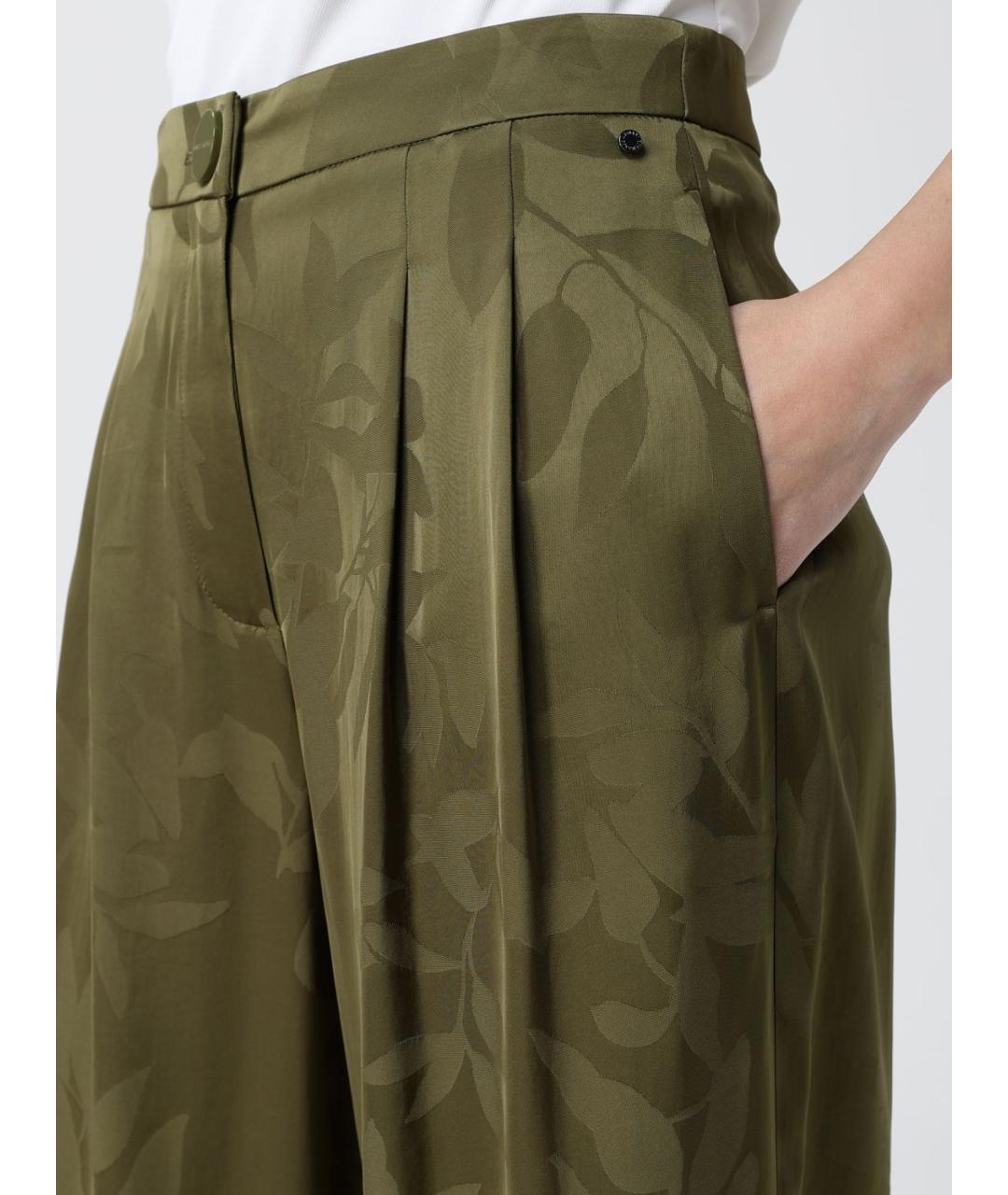 ARMANI EXCHANGE Хаки вискозные прямые брюки, фото 3
