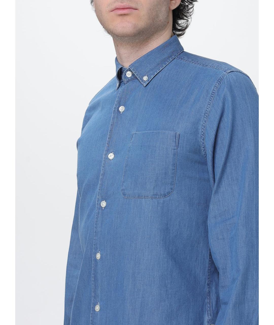 WOOLRICH Синяя хлопковая кэжуал рубашка, фото 3
